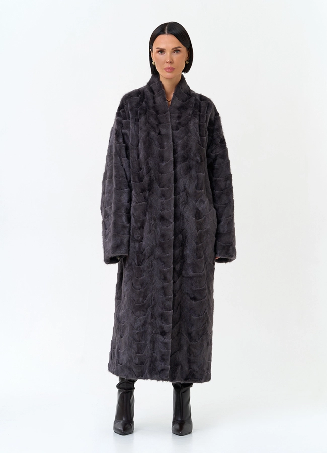 Длинная шуба из меха норки  модель № 34372 универмаг малина фото