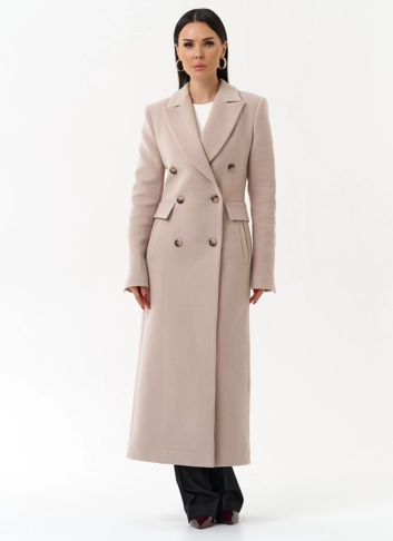 Двубортное пальто с английским воротником фото