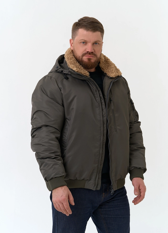 Мужская куртка бомбер с капюшоном модель № 34063 универмаг малина фото